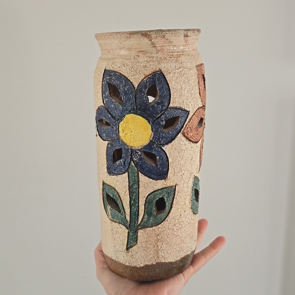 Vintage Decorative clay flower vase